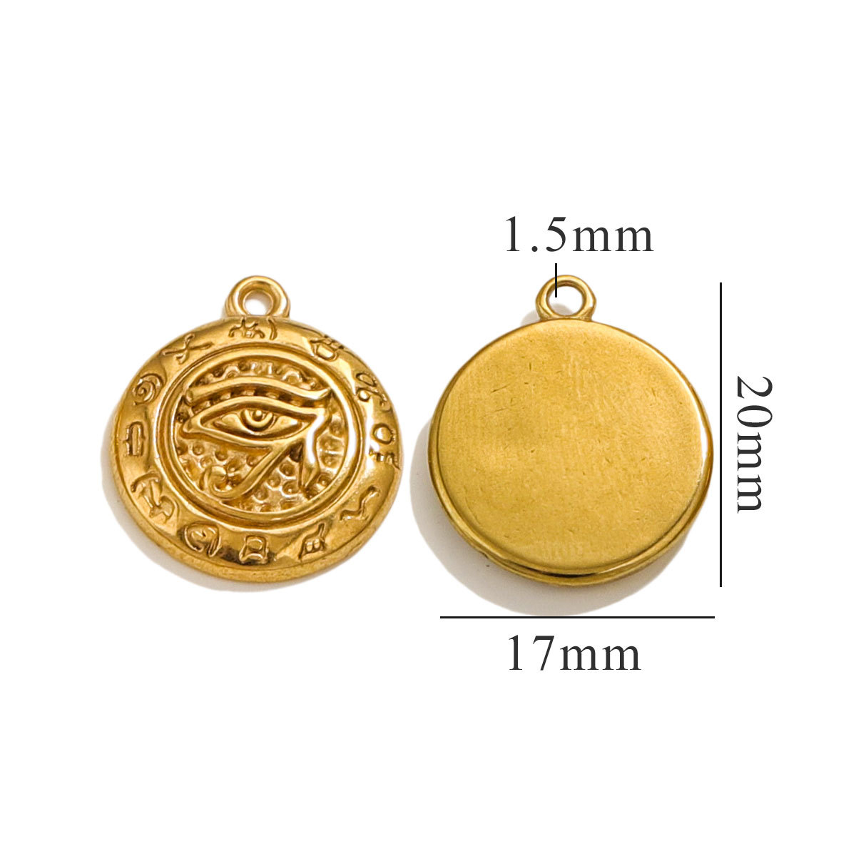 Gold color / 1 Piece Classic Retro Style Eyes Shape Stainless Steel  Gold Color Women's Pendant Picture6